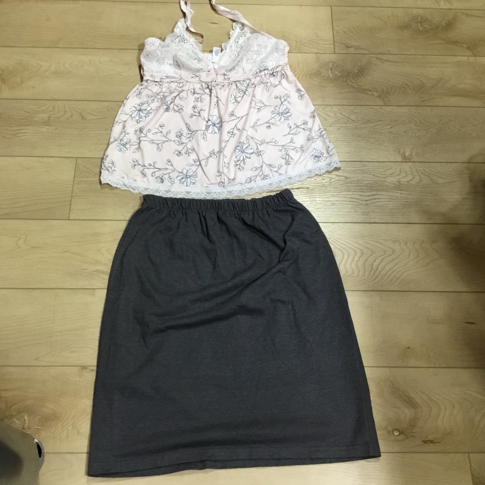 Elegant Pink and Gray Set Dress